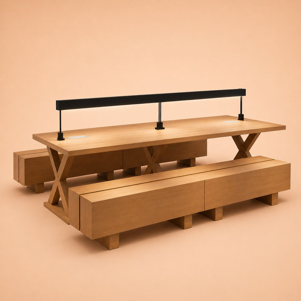 Dual-Function Workspace with Shelving
