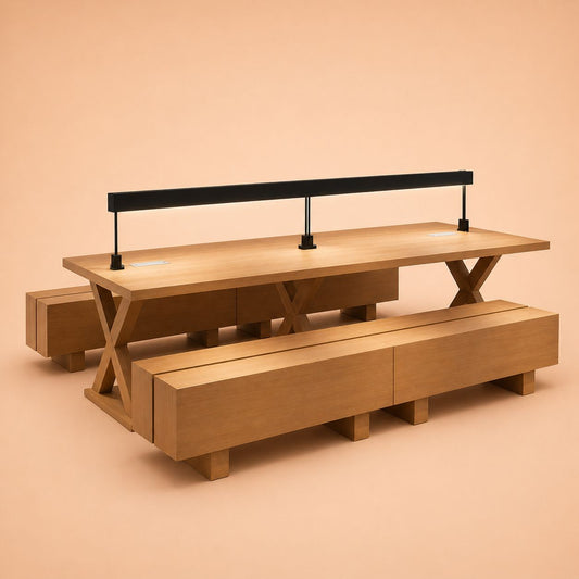 Dual-Function Workspace with Shelving