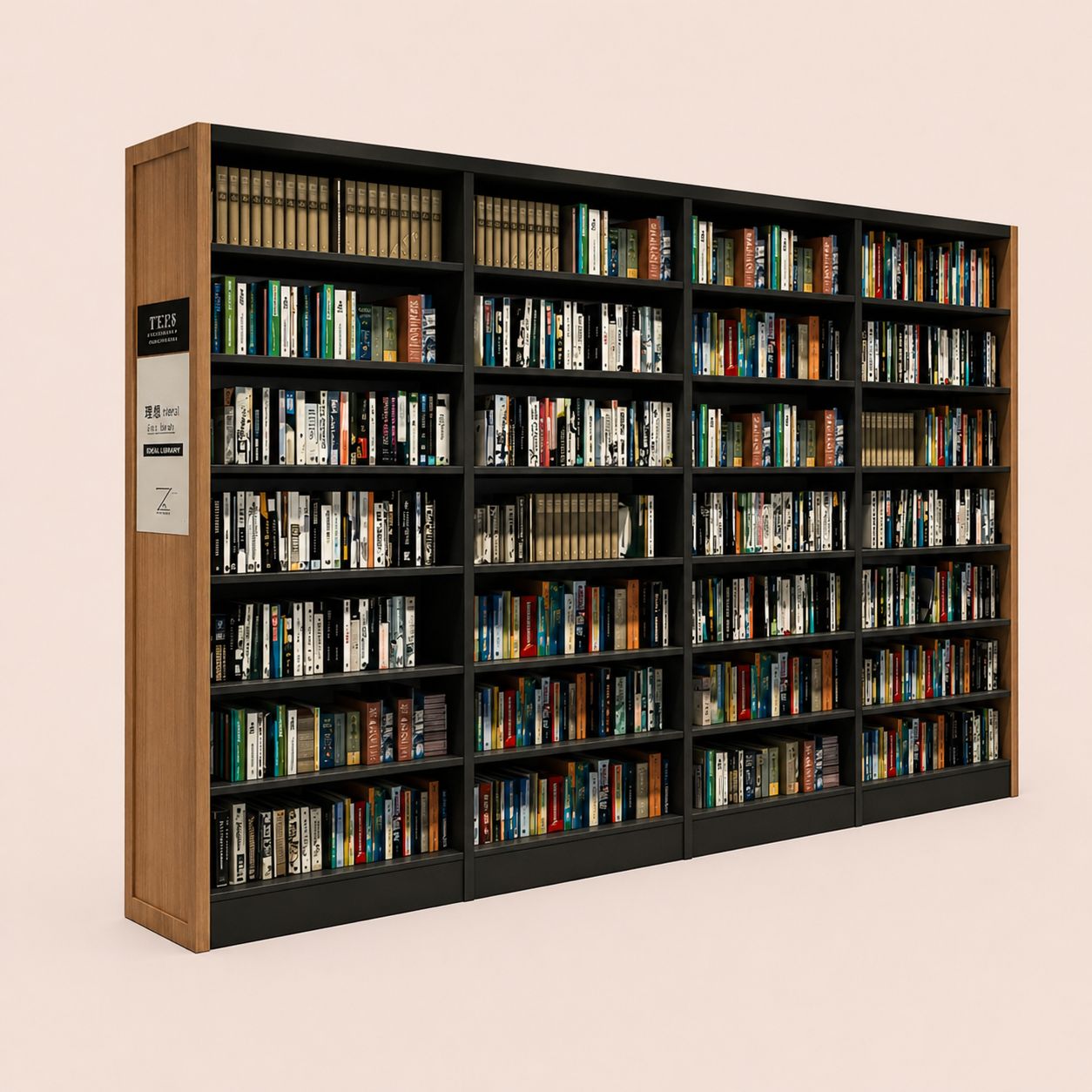 Industrial Dark Grey Steel Library Storage System