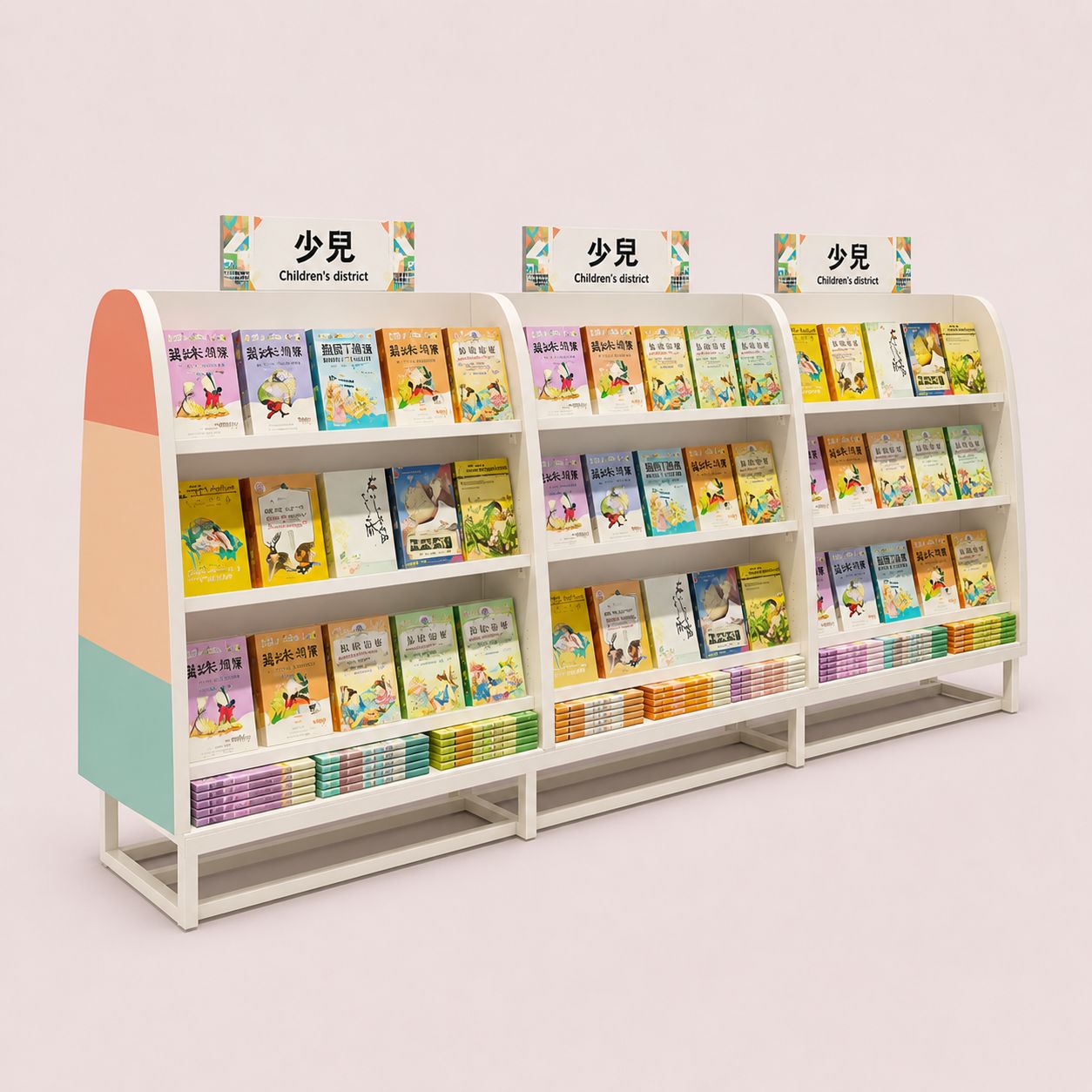 Metal Frame Kids Bookshelf with Colorful Side Panels