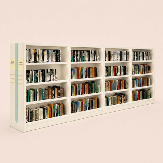 Modern White Library Bookshelf with Side Index Labels