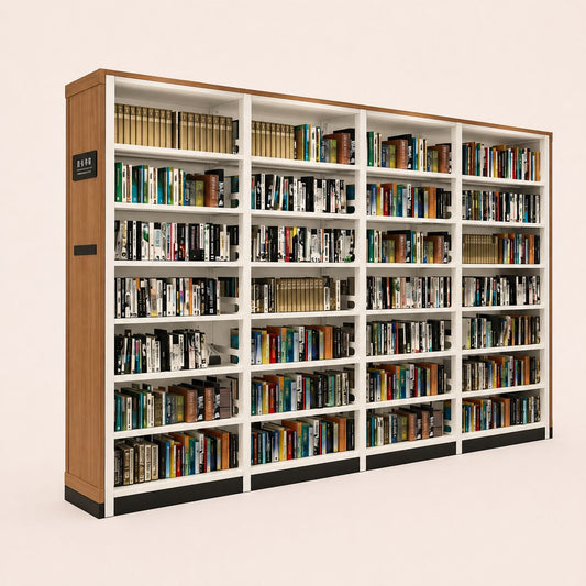 Modular Double-Sided Wood Veneer Library Shelving