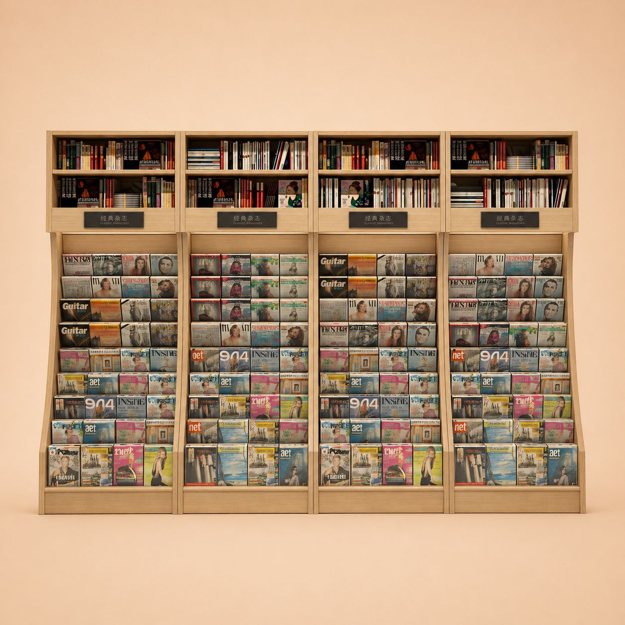 Slanted Tiered Magazine Rack
