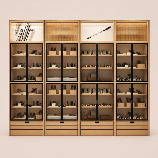 Black Frame Glass Door Collection Cabinet