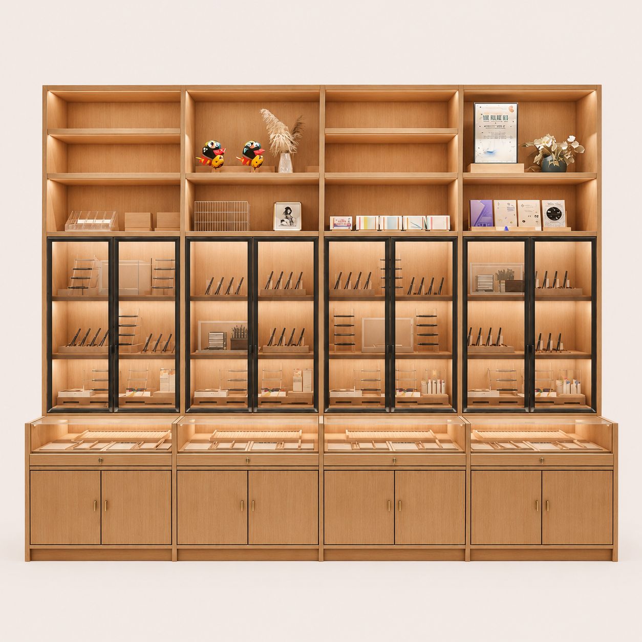 Boutique Retail Wall Cabinet With Glass Showcase