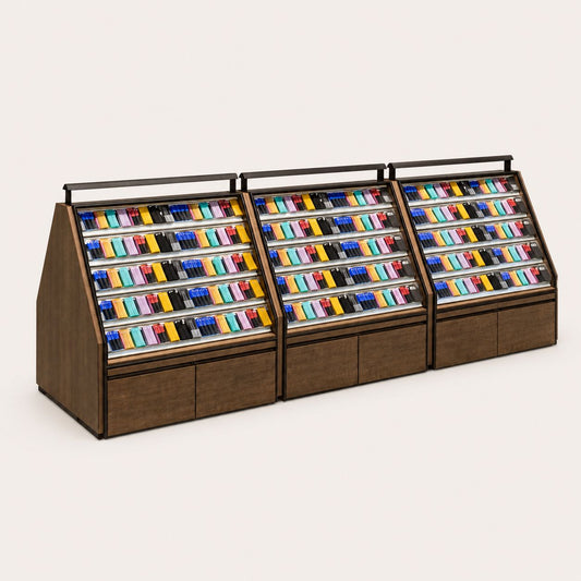 Dark Wood Slanted Stationery Display Rack