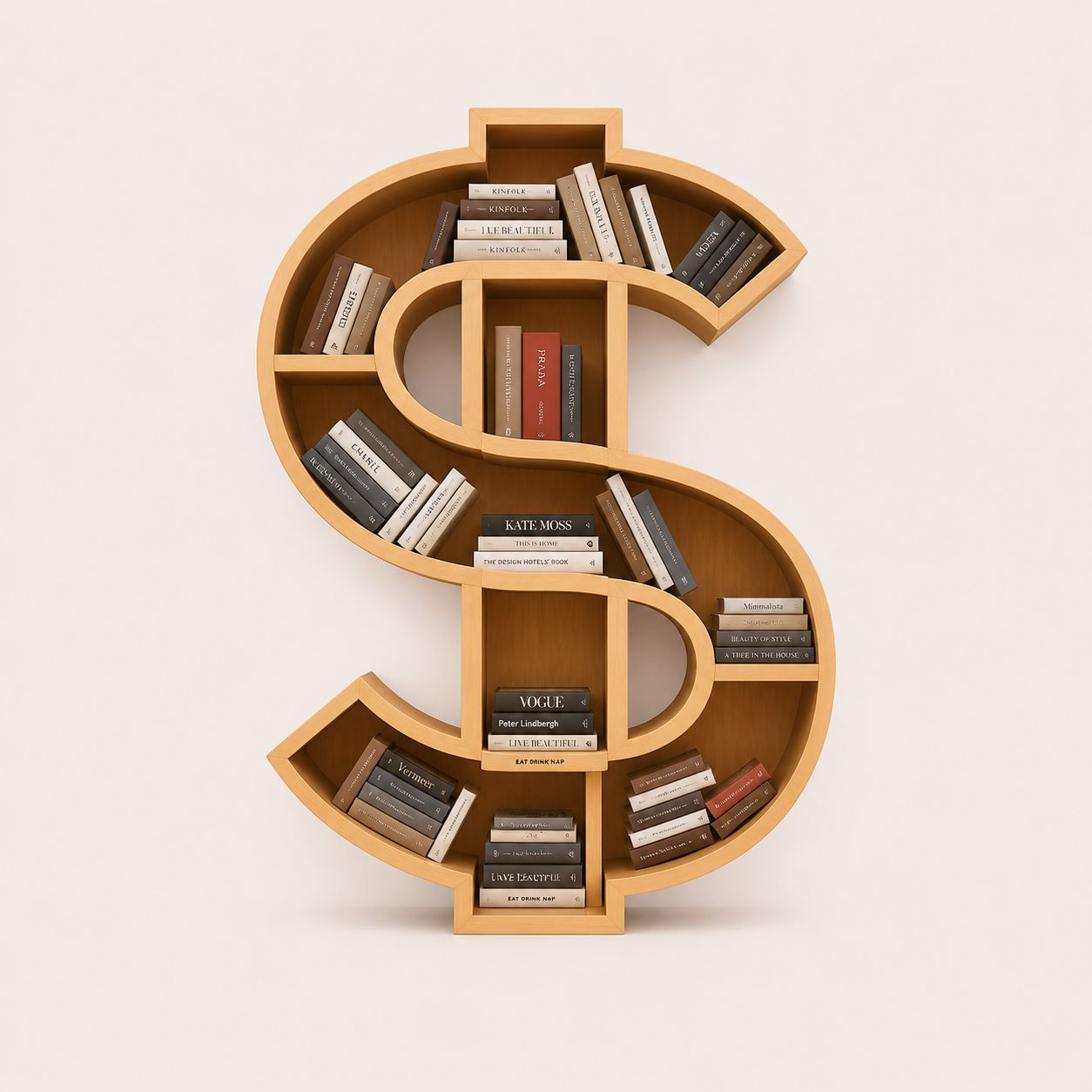 Dollar Sign Creative Wooden Bookcase