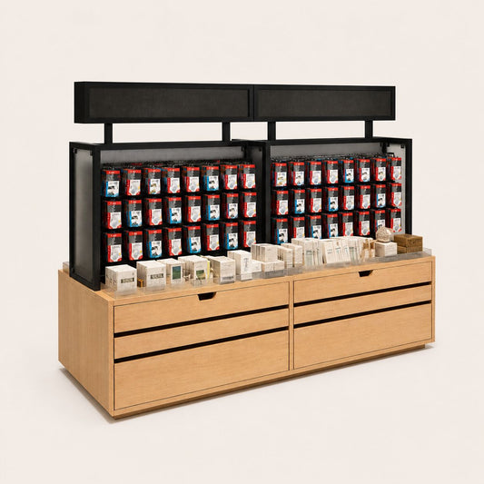 Electronics Display Gondola With Drawers