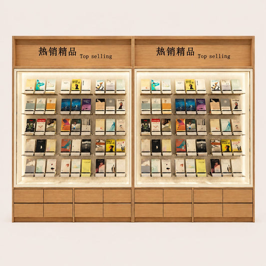 Illuminated Pegboard Book Display Wall Unit