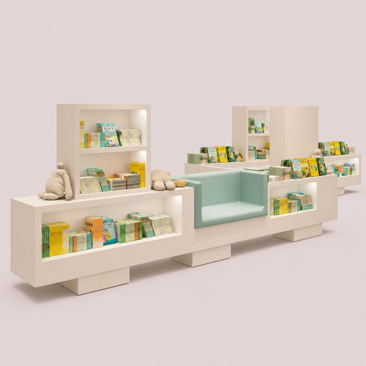 Integrated Seating Children Book Wall