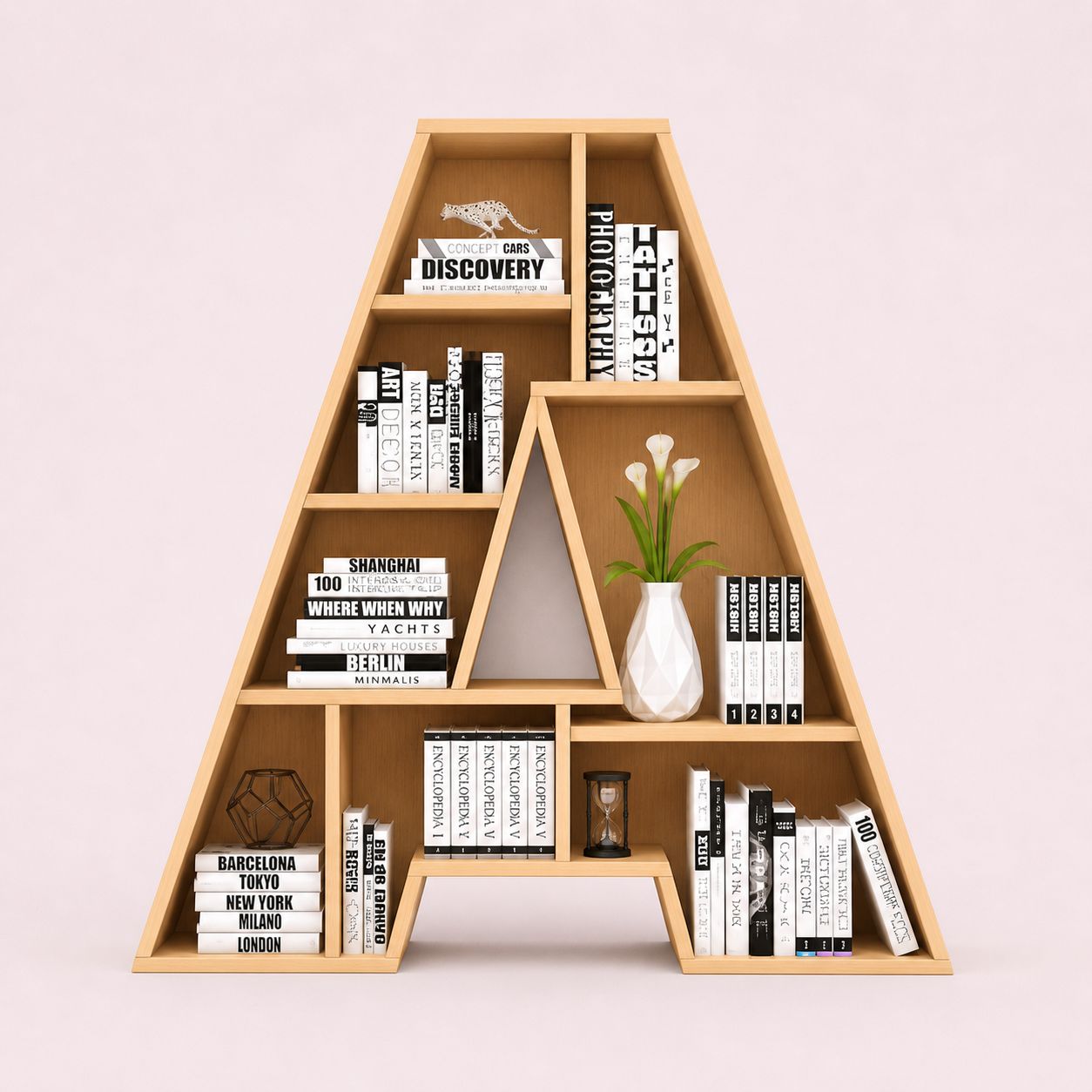 Letter A Shaped Artistic Design Bookshelf