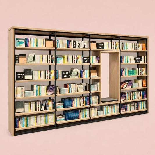 Library Bookshelf With Integrated Reading Nook Booth