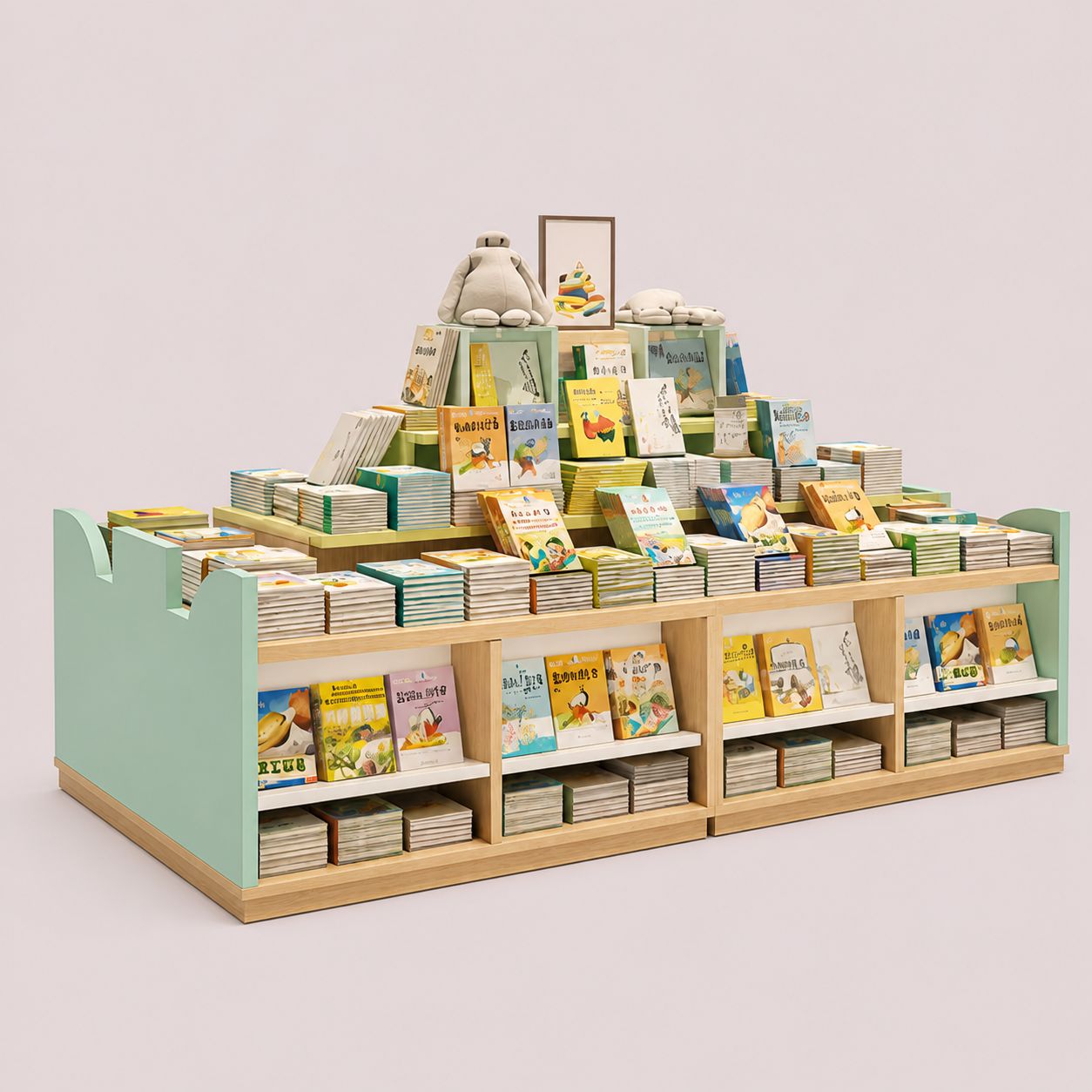 Library Double Sided Tiered Kids Bookcase