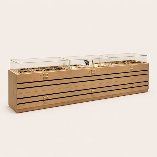 Minimalist Multi Tier Glass Stationery Display
