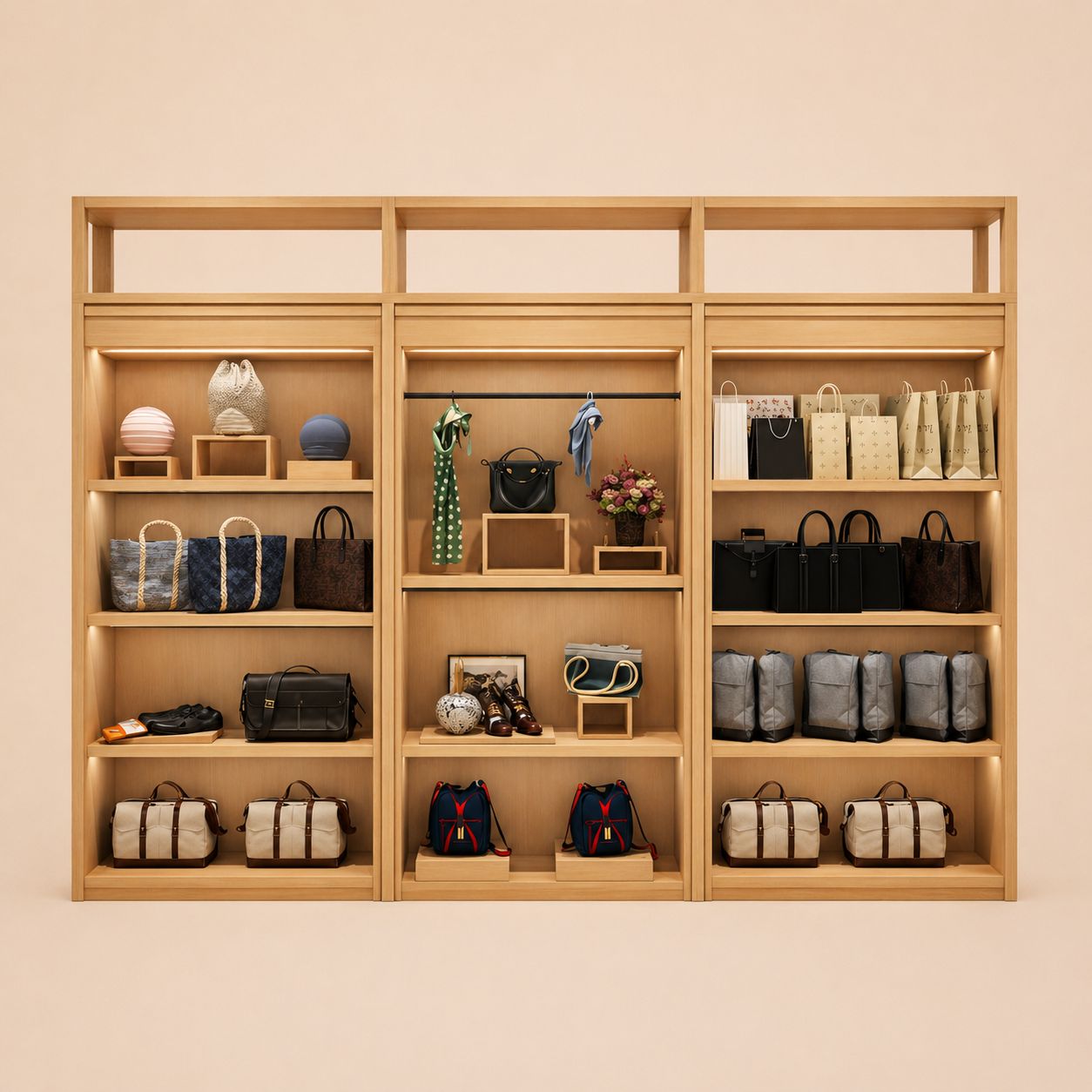 Modern Fashion Bag Wall Cabinet With Hanging Rod
