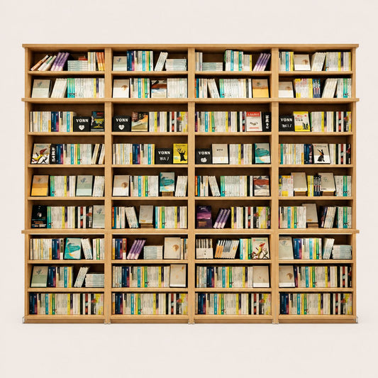 Modern Wall To Wall Wooden Bookshelf System