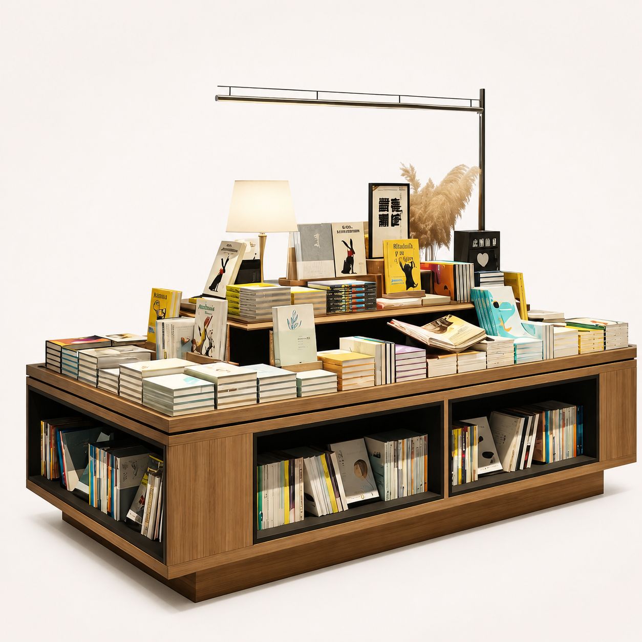 Modern Wood Book Display Gondola