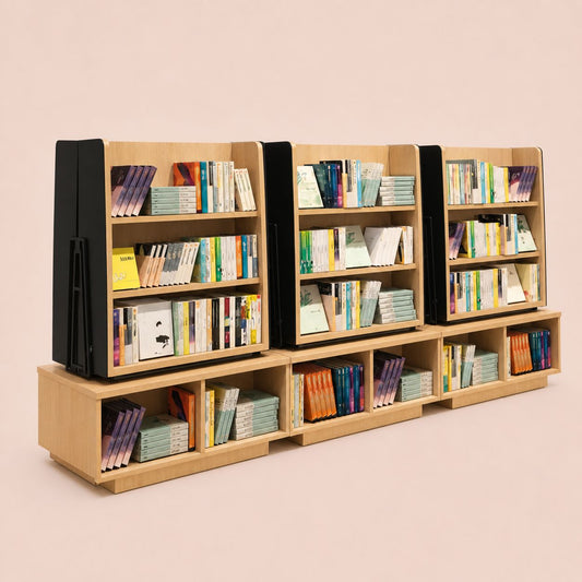 Modular Wooden Display Shelves With Open Base