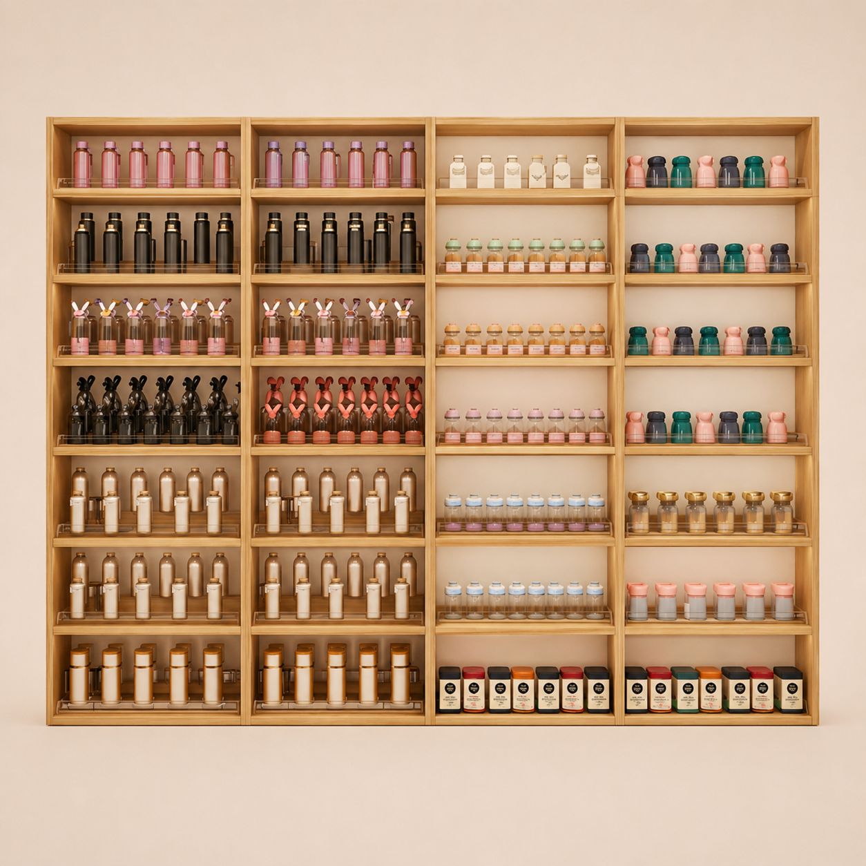 Multi Tier Water Bottle Display Wall Cabinet