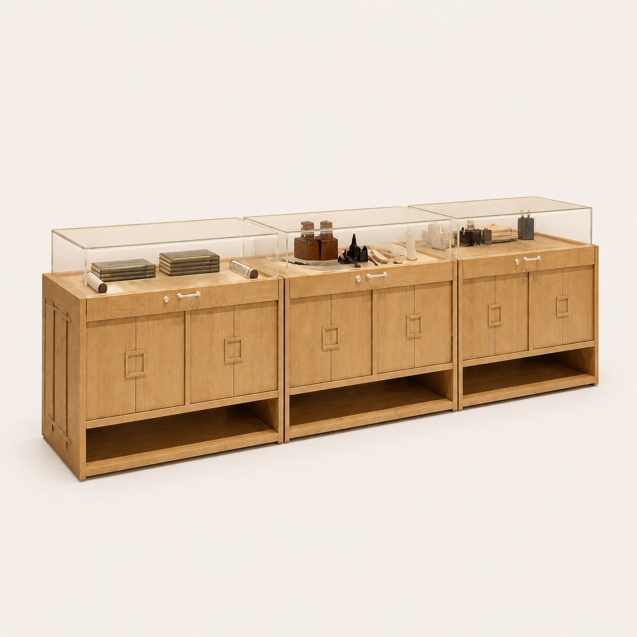 Natural Wood Glass Top Boutique Showcase