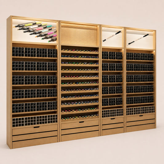 Open Shelf Stationery Display Wall Cabinet