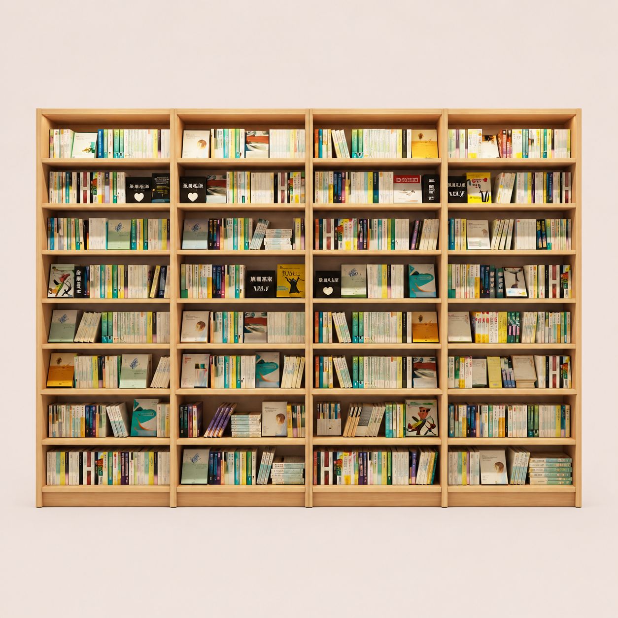 Quad Unit Modular Wooden Bookstore Shelves