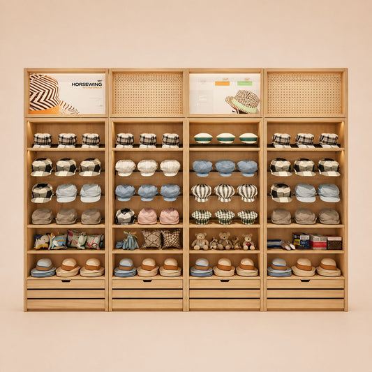 Retail Store Multi Tier Hat Display Wall Cabinet