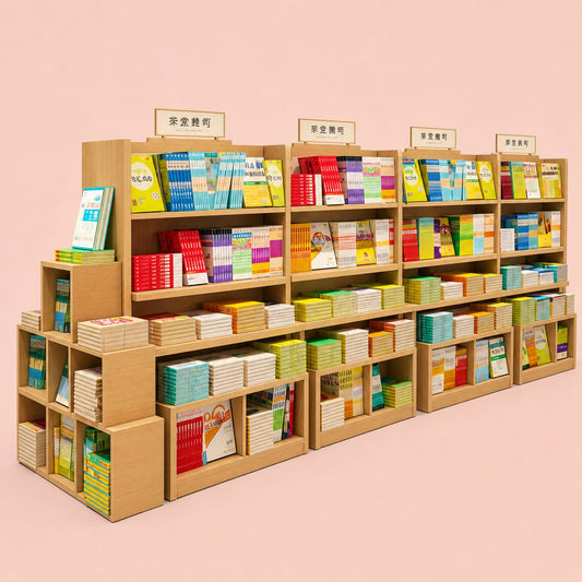 Stepped Bookstore Shelves With Side Display