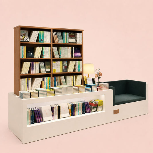 Wooden Bookshelf With Integrated Seating Nook