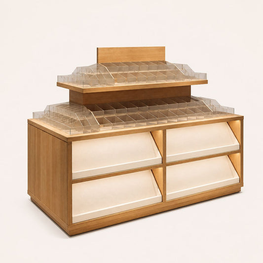 Wooden Gondola With Acrylic Dividers