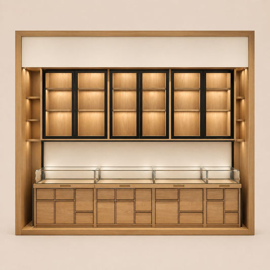Wooden Jewelry Wall Cabinet With Glass Showcase