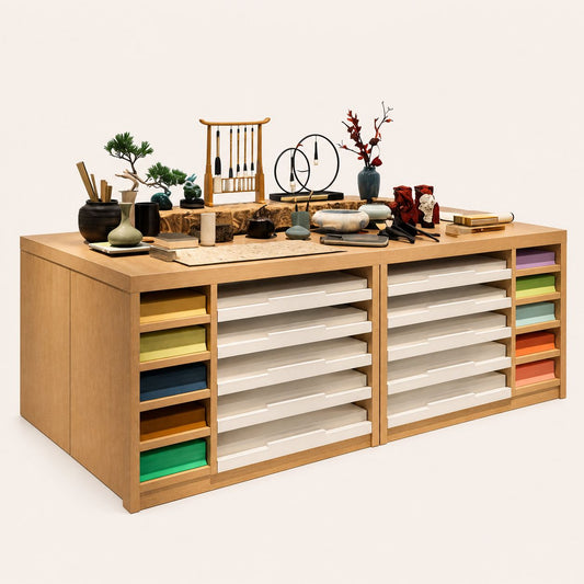 Wooden Oriental Stationery Display Cabinet
