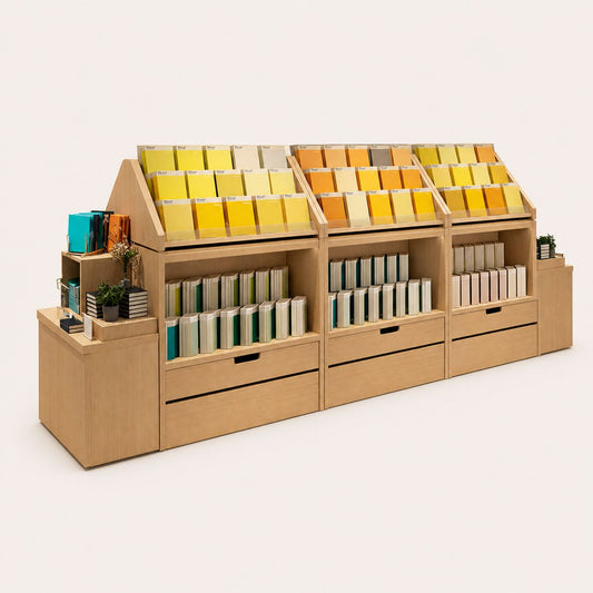 Wooden Stepped Picture Book Display Cabinet